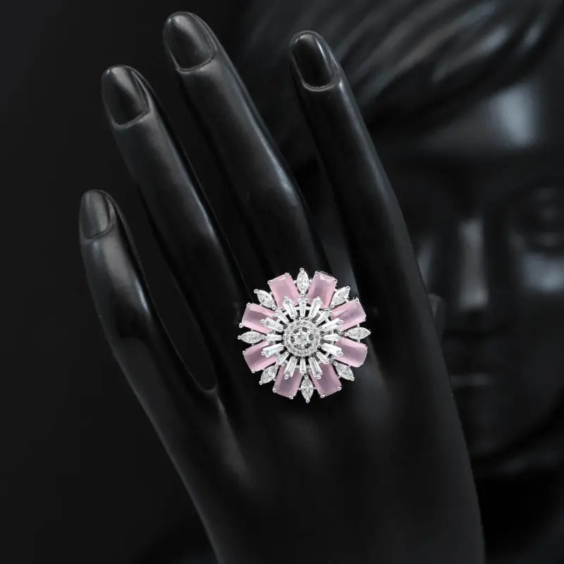 Handcrafted Ethnic Ring with Precious, Semi-Precious and Glass Stones-Ring