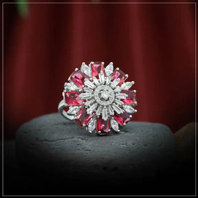 Handcrafted Ethnic Ring with Precious, Semi-Precious and Glass Stones-Ring