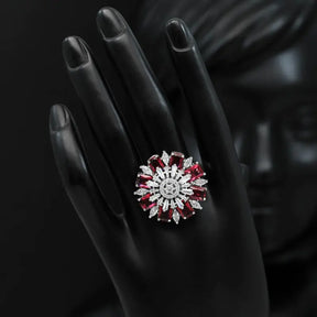 Handcrafted Ethnic Ring with Precious, Semi-Precious and Glass Stones-Ring