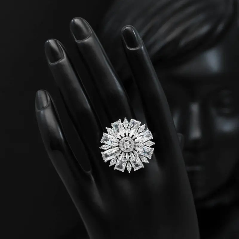 Handcrafted Ethnic Ring with Precious, Semi-Precious and Glass Stones-Ring