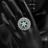 Handcrafted Ethnic Ring with Precious, Semi-Precious and Glass Stones-Ring