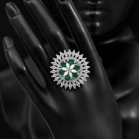 Handcrafted Ethnic Ring with Precious, Semi-Precious and Glass Stones-Ring