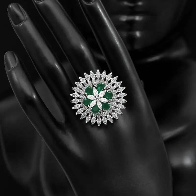 Handcrafted Ethnic Ring with Precious, Semi-Precious and Glass Stones-Ring