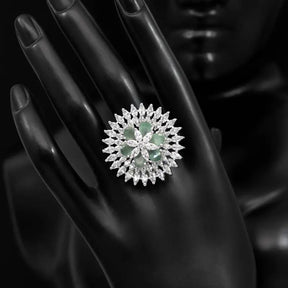 Handcrafted Ethnic Ring with Precious, Semi-Precious and Glass Stones-Ring