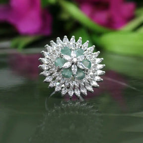 Handcrafted Ethnic Ring with Precious, Semi-Precious and Glass Stones-Ring