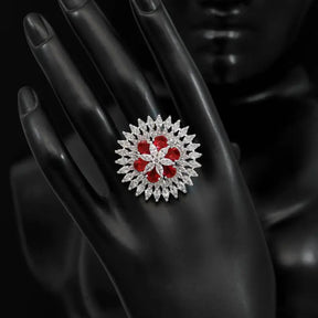 Handcrafted Ethnic Ring with Precious, Semi-Precious and Glass Stones-Ring