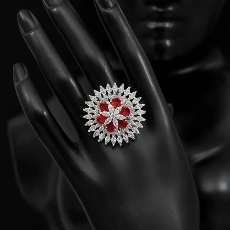 Handcrafted Ethnic Ring with Precious, Semi-Precious and Glass Stones-Ring