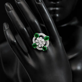 Handcrafted Ethnic Ring with Precious and Semi-Precious Stones-Ring