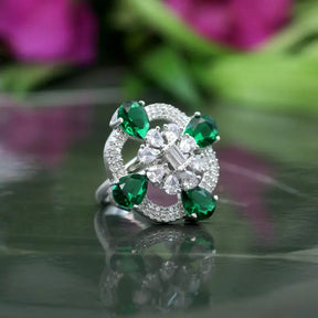 Handcrafted Ethnic Ring with Precious and Semi-Precious Stones-Ring