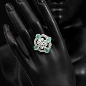 Handcrafted Ethnic Ring with Precious and Semi-Precious Stones-Ring