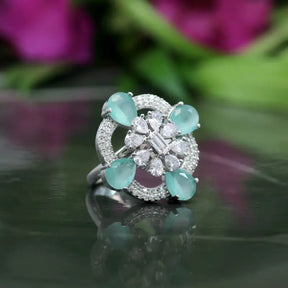 Handcrafted Ethnic Ring with Precious and Semi-Precious Stones-Ring