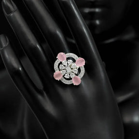 Handcrafted Ethnic Ring with Precious and Semi-Precious Stones-Ring