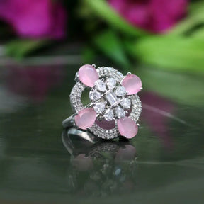 Handcrafted Ethnic Ring with Precious and Semi-Precious Stones-Ring