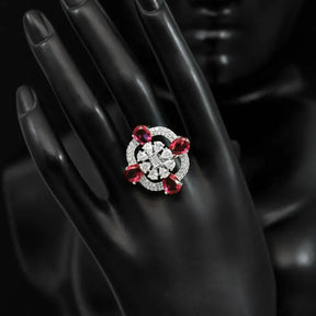 Handcrafted Ethnic Ring with Precious and Semi-Precious Stones-Ring
