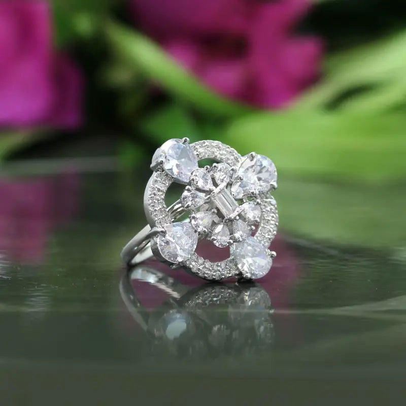 Handcrafted Ethnic Ring with Precious and Semi-Precious Stones-Ring