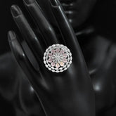 Handcrafted Ethnic Pink Ring with Precious and Semi-Precious Stones-Ring