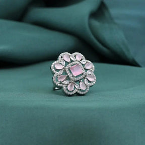 Handcrafted Ethnic Ring with Precious and Semi-Precious Stones-Ring