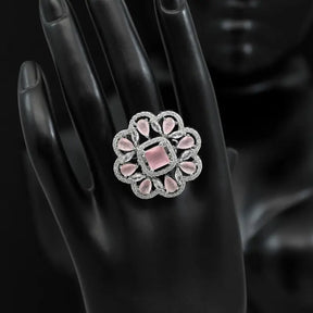Handcrafted Ethnic Ring with Precious and Semi-Precious Stones-Ring