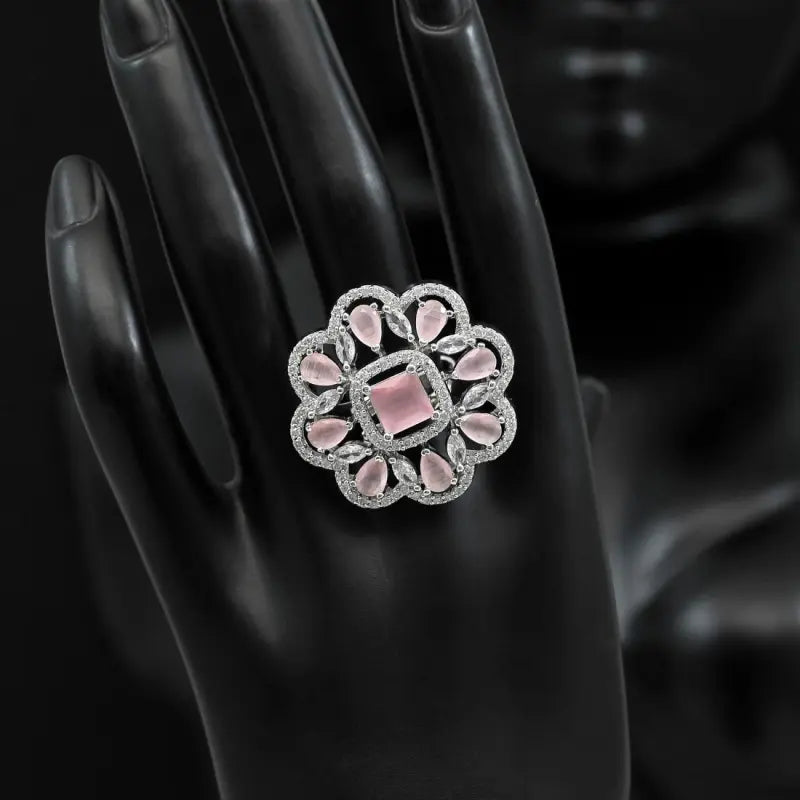 Handcrafted Ethnic Ring with Precious and Semi-Precious Stones-Ring