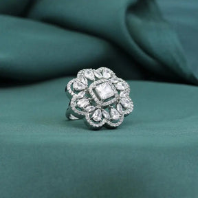 Handcrafted Ethnic Ring with Precious and Semi-Precious Stones-Ring