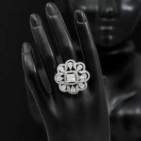 Handcrafted Ethnic Ring with Precious and Semi-Precious Stones-Ring