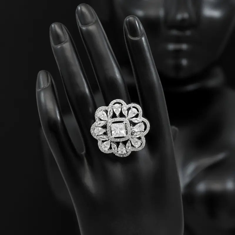 Handcrafted Ethnic Ring with Precious and Semi-Precious Stones-Ring