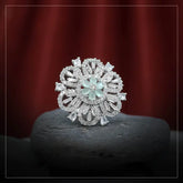 Handcrafted Teal Ring with a Blend of Precious Gemstones-Ring