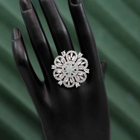 Handcrafted Teal Ring with a Blend of Precious Gemstones-Ring