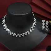 Traditional Silver-Plated Necklace Set with Silver Glass Stone Accents-Necklace Set