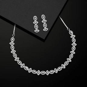 Elegant Ethnic Silver Necklace Set Adorned with Glass Stones-Necklace Set