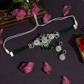 Handcrafted Ethnic Brass and Silver Plated Necklace Set with Precious Stones-Necklace Set