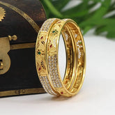 Handcrafted Multi-Color Gold-Plated Bracelet with Rhinestones and Glass Stones-Bracelet