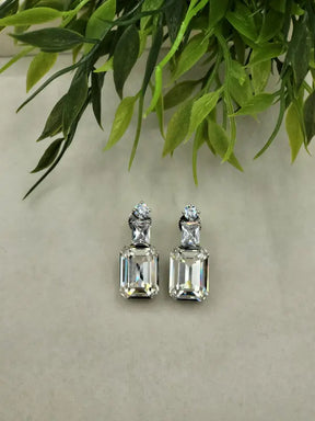 Elegant Handcrafted Stone Jewelry with Silver Tone - Earrings