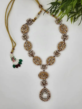 Handcrafted Jewelry with Mother of Pearls, Semi-Precious Stones & Cubic Zirconia- Necklace Set