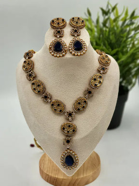 Handcrafted Jewelry with Mother of Pearls, Semi-Precious Stones & Cubic Zirconia- Necklace Set