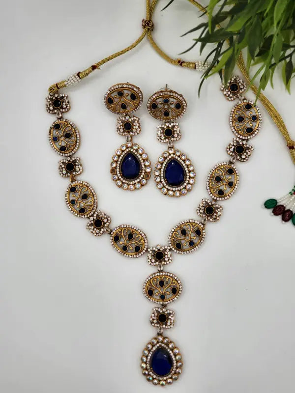 Handcrafted Jewelry with Mother of Pearls, Semi-Precious Stones & Cubic Zirconia- Necklace Set