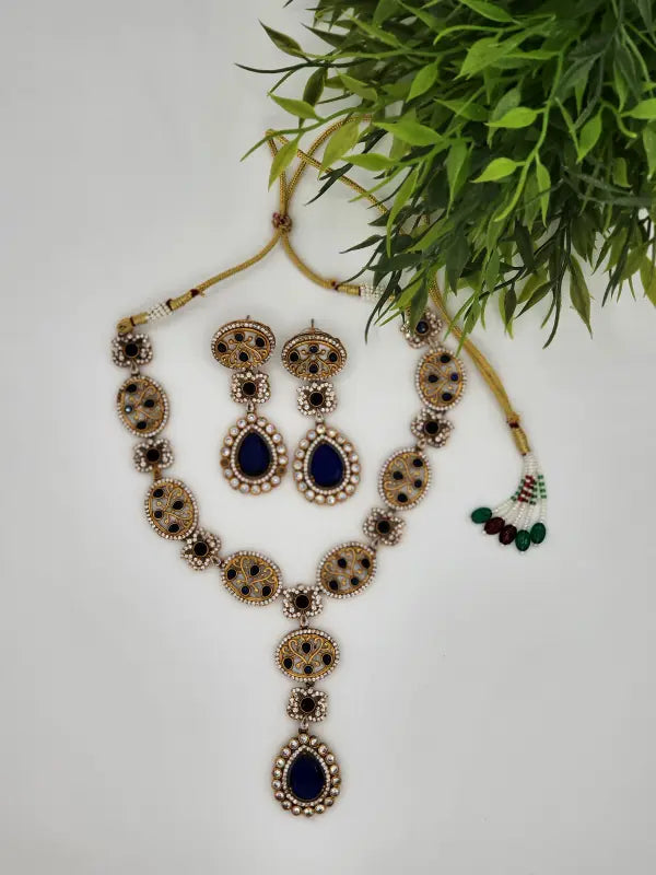 Handcrafted Jewelry with Mother of Pearls, Semi-Precious Stones & Cubic Zirconia- Necklace Set