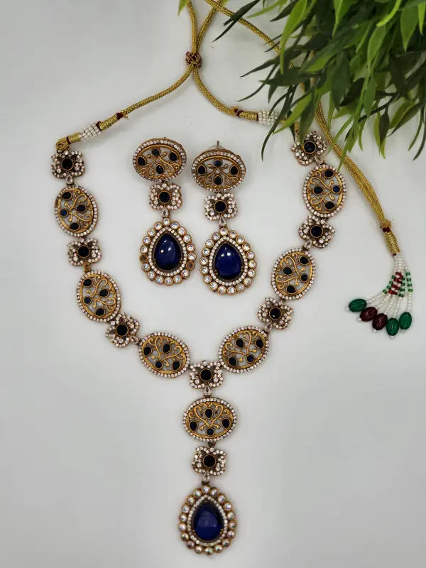 Handcrafted Jewelry with Mother of Pearls, Semi-Precious Stones & Cubic Zirconia- Necklace Set