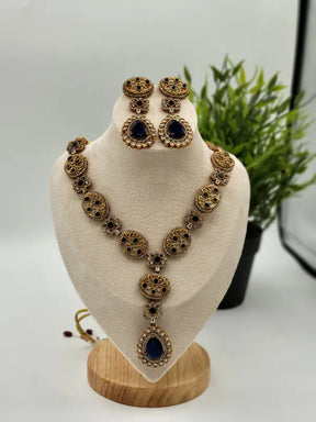 Handcrafted Jewelry with Mother of Pearls, Semi-Precious Stones & Cubic Zirconia- Necklace Set